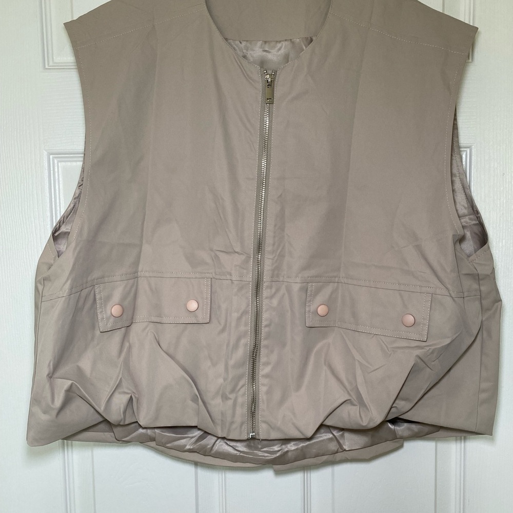 Women's Beige Sleeveless Jacket
